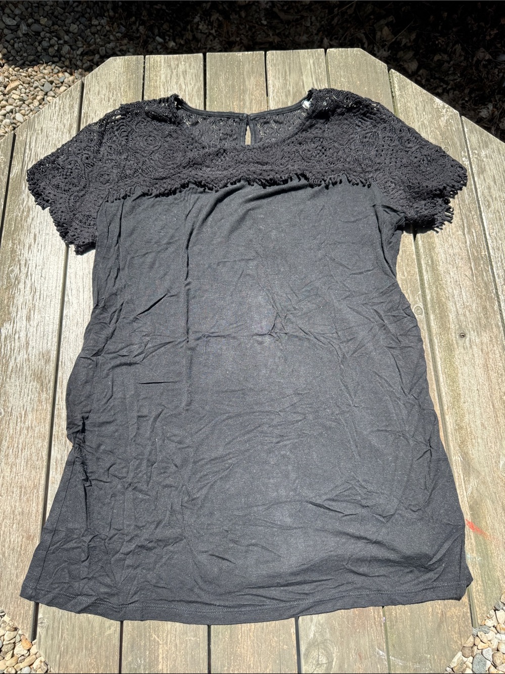 Black Lace Maternity Short Sleeve Women's Top